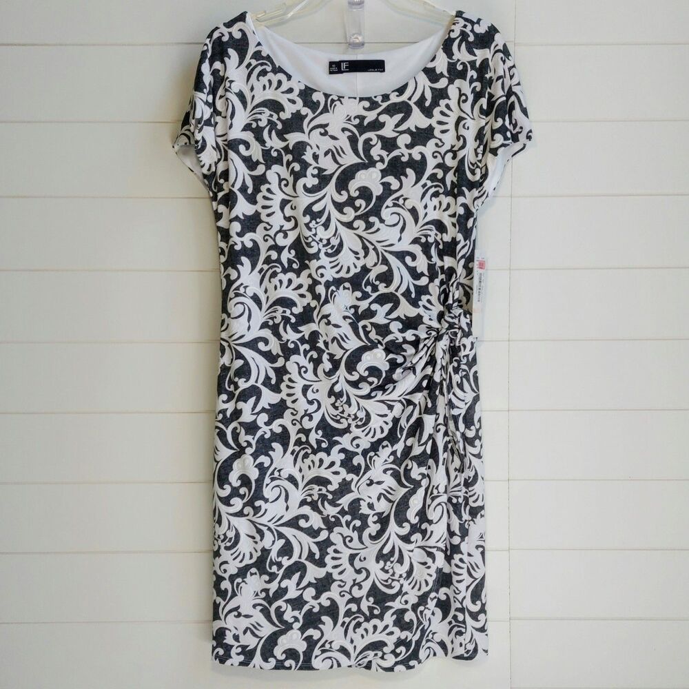 NEW! Leslie Fay Faux Wrap Dress Women’s 10 Fleurish Print Midi